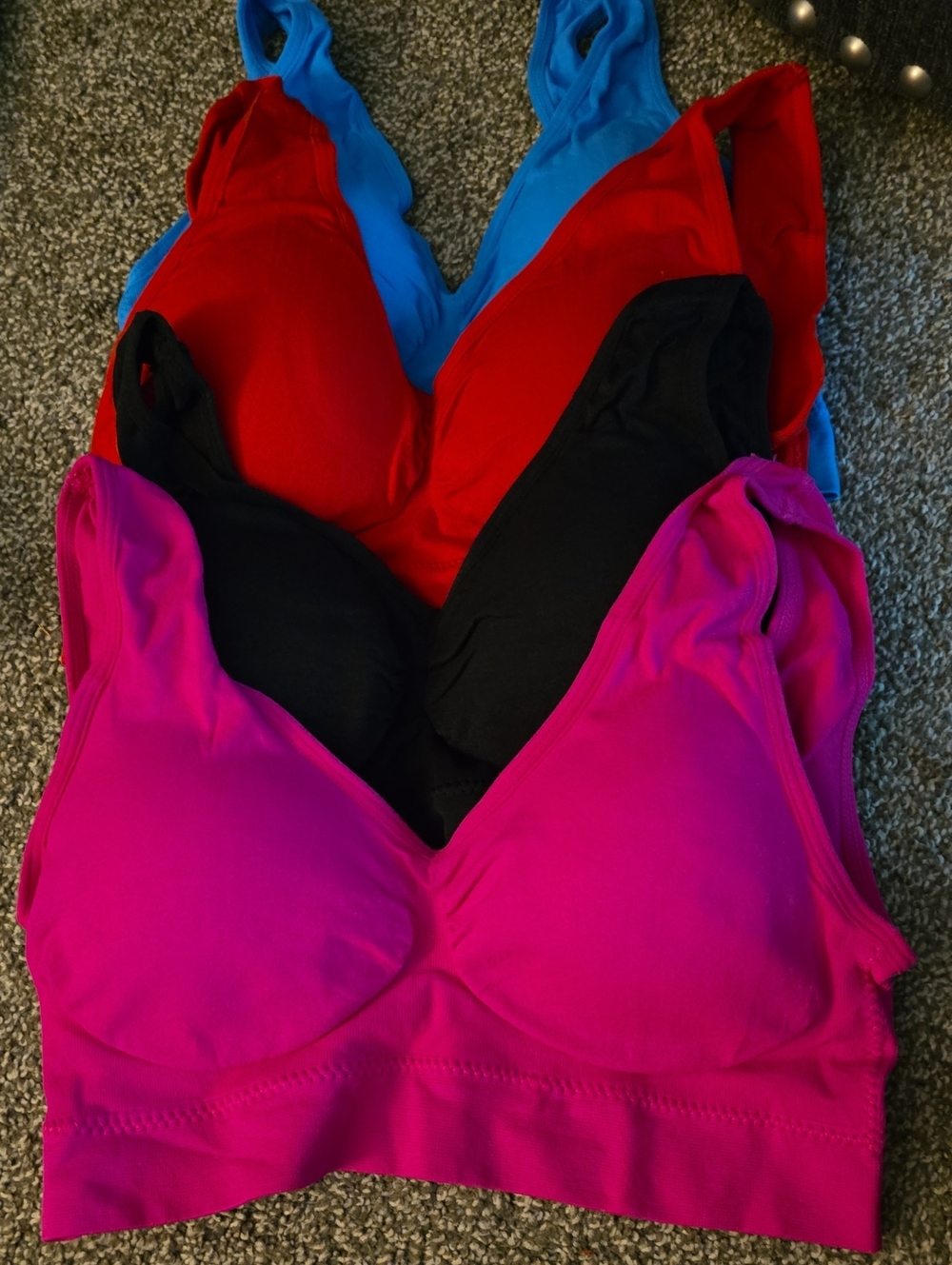 NWOT Seamless Wireless Sports Bras — Magenta, Red, Black, Blue